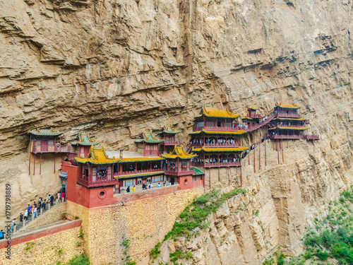 Canvas Print Hanging Temple of Hengshan Mountain in Datong, Shanxi