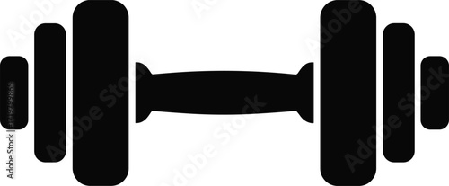 Simple black silhouette of a dumbbell for fitness and exercise