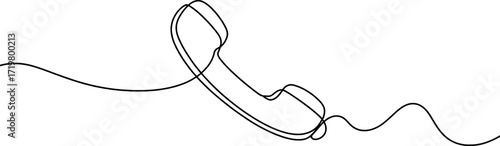 Black line drawing of a vintage telephone handset retro communication