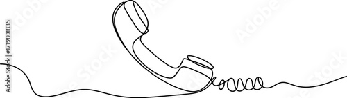 Black line art drawing of a telephone receiver handset cord