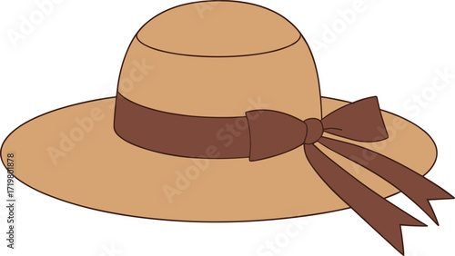 A stylish straw hat with a decorative brown ribbon and bow