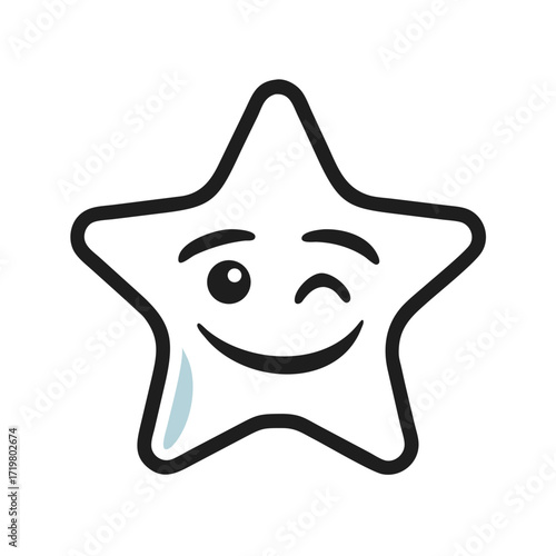 Vector art of a cute cartoon star character winking with a happy smile