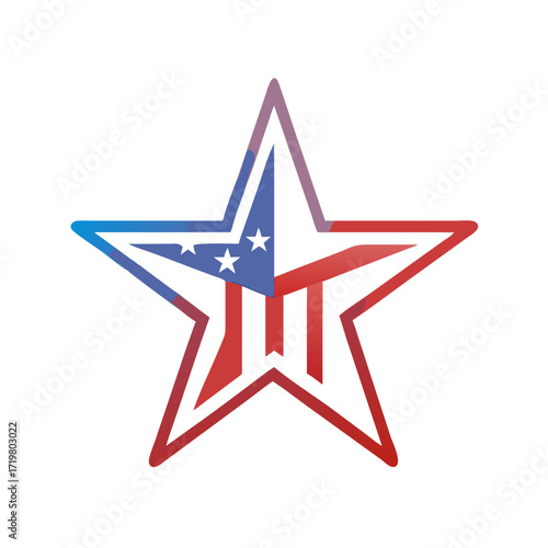 Vector art of american star symbol with red, white, and blue colors, representing patriotism and national pride