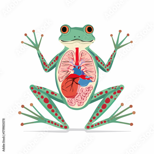 Anatomy of a Frog Detailed Internal Organs Illustration