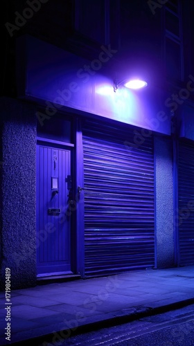 Wallpaper Mural Nighttime urban scene with vibrant purple hues Torontodigital.ca