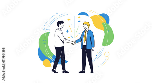 Two business people shaking hands over a successful deal.