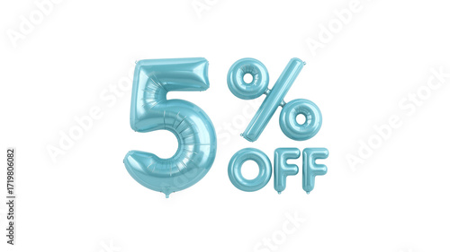 5% Off Sale - Light Blue Balloons Discount Promotion