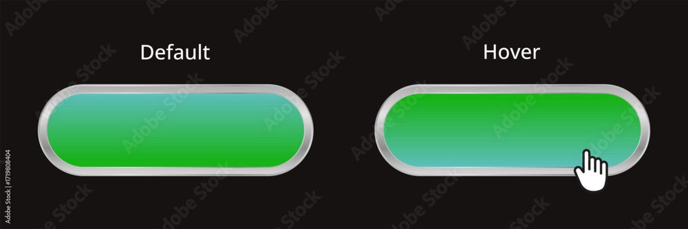 Obraz premium Modern rounded CTA buttons, default and hover, UI design, 3D effect, web UI element for landing pages, mobile apps.