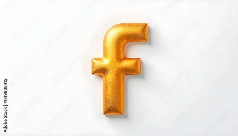 Fototapeta premium Luxury 3D Gold Letter F Isolated on White Background with Glossy Metallic Texture