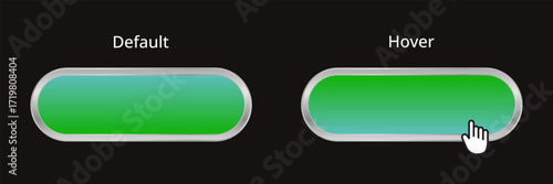 Modern rounded CTA buttons, default and hover, UI design, 3D effect, web UI element for landing pages, mobile apps.