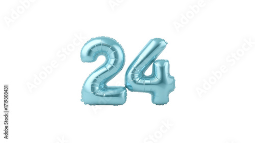 Light Blue Number 24 Balloon - 3D Render