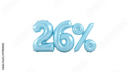 Light Blue Balloon Number 26 Percent Sign - Sale, Discount, Promotion