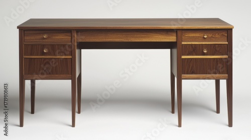 Mid-century modern wooden desk with clean lines and simple design, perfect for home office or study space