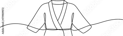 Black outline of a kimono robe with a sash garment clothing