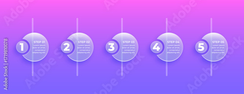 3D liquid glass infographic steps for marketing slides