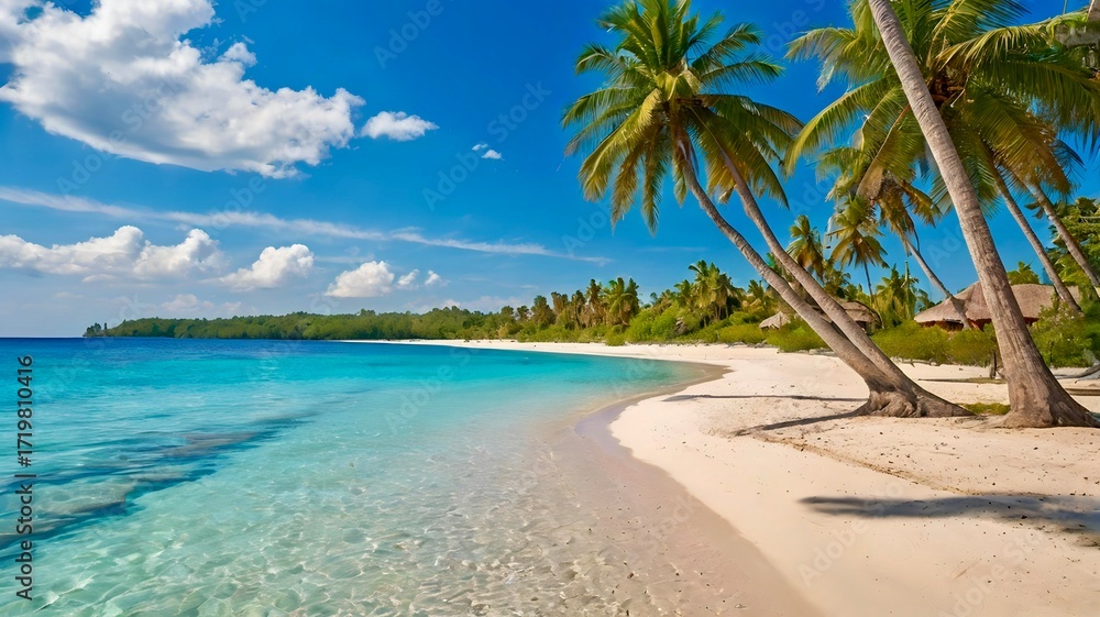 Fototapeta premium tropical beach with palm trees