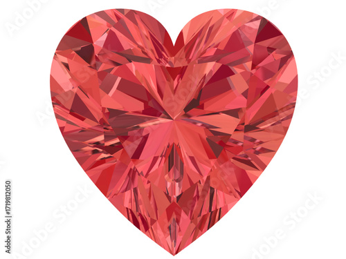 heart-shaped gemstone with a vibrant red ruby hue, resembling a fiery and radiant jewel. The red gemstone is cut into a heart shape, symbolizing love, passion, and elegance.