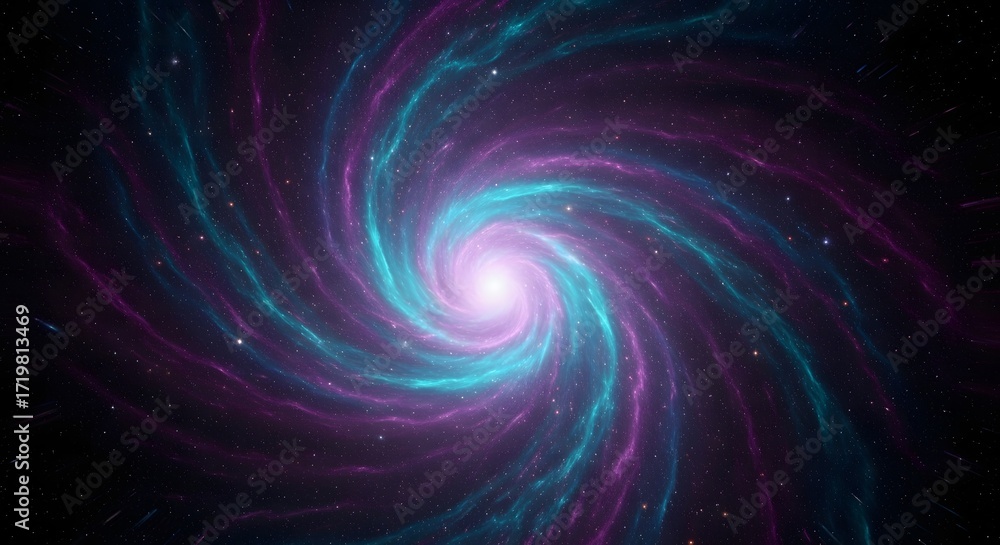 Fototapeta premium Abstract swirling galaxy with vibrant purple and blue hues.