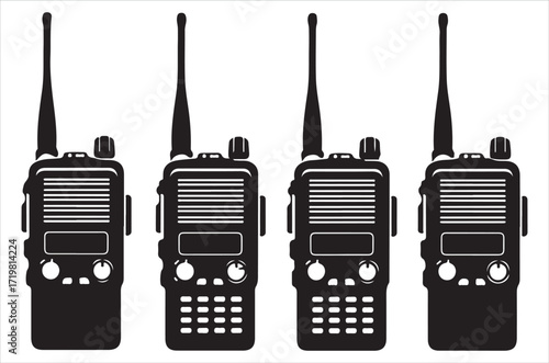 Walkie Talkies Silhouette Vector bundle illustration, walkie Talkies Silhouette, icon on white background.