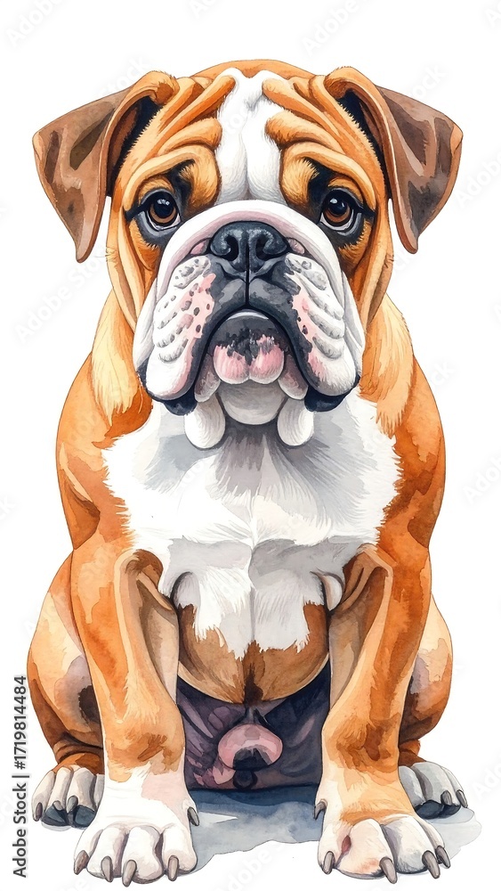 Fototapeta premium Portrait of a seated Bulldog