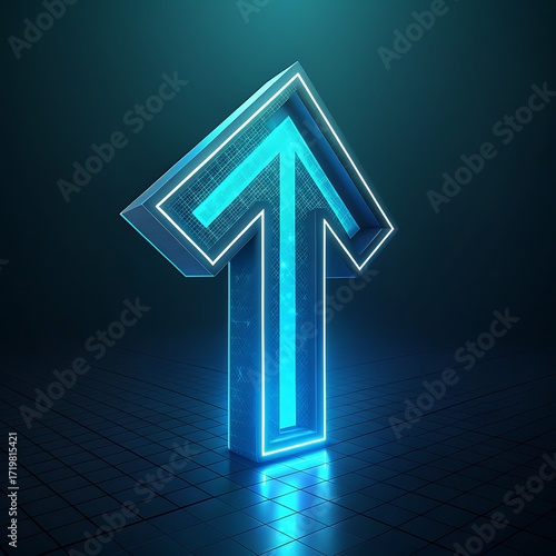3d render of an arrow sign on a black background