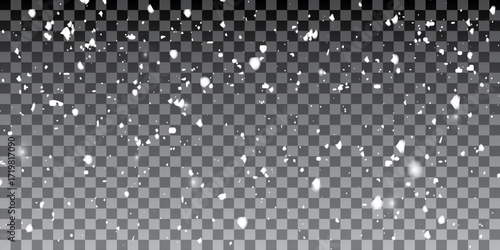 Vector magic white snow light effect isolated on transparent background. snowfalling design element. Star burst with sparkles.