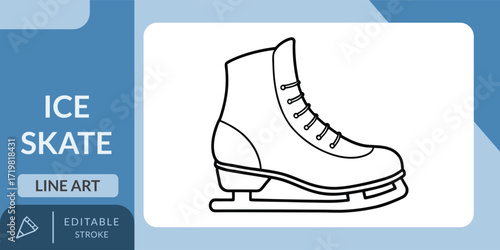  A minimalist line art icon of an ice skate, ideal for designs related to winter, sports, and hobbies.
