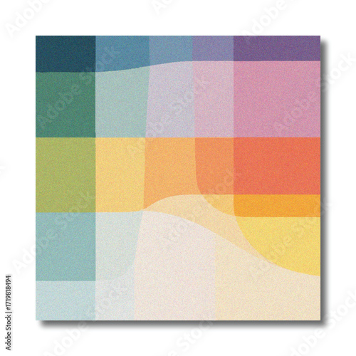 Abstract Colorful Grid Background with Soft Shapes and Grain Texture