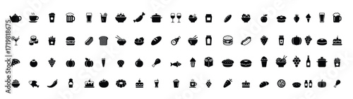 Food and Drink Icon Set – 80 Vector Illustrations