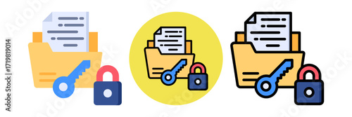 File Access Icon Flat & Flat Line Style Collection Set