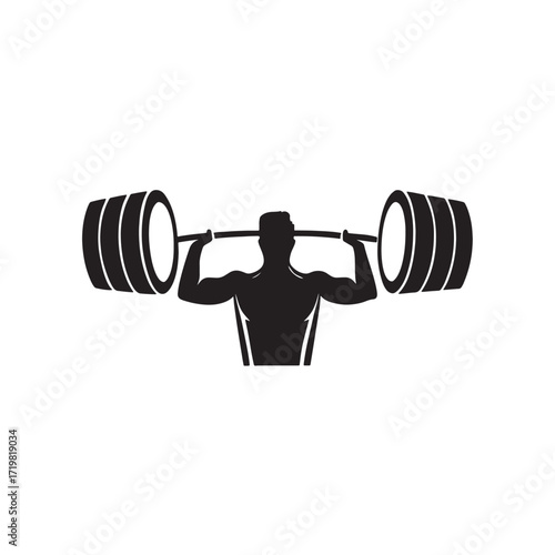 Male Workout Logo Design with Dumbbell Training