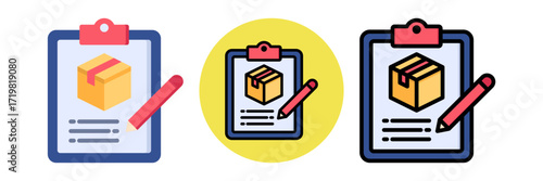 Record Keeping Icon Flat & Flat Line Style Collection Set
