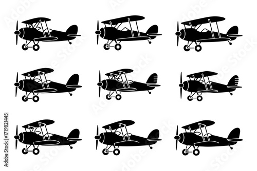biplanes airplane aircraft aviation flight  silhouette