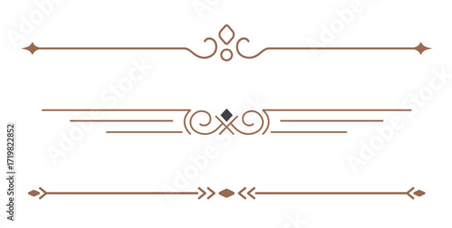 Set of Vintage decorative lines. text dividers. Line border. Lines separators, Borders, Vintage dividers, Underline elements. Vector illustration
