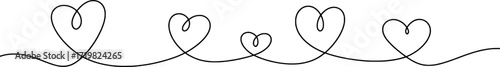 Continuous line drawing of interconnected hearts black and white abstract
