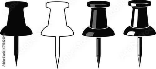 Handmade Four push pins isolated on white background