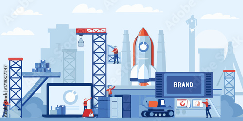 Building and launching a new brand with a team of workers and a rocket