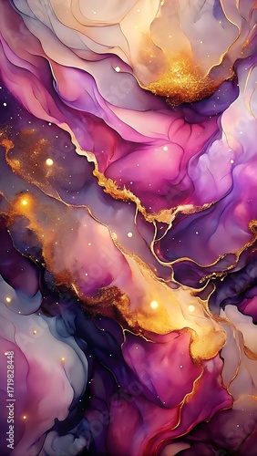 Iridescent Metallic Watercolor Abstract Background