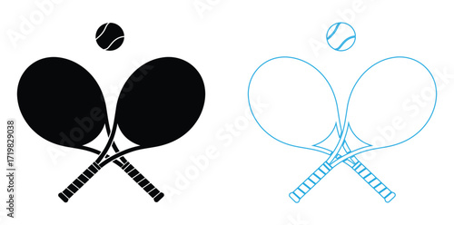 Ping pong table tennis paddle with ball flat vector icon for sports apps and websites,Ping pong paddles ready for a friendly competition game,