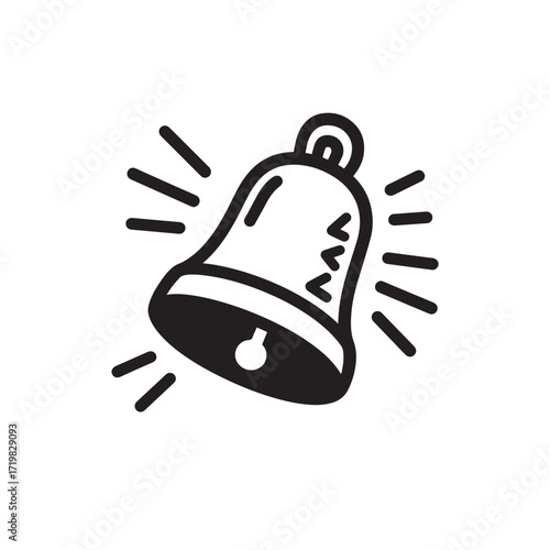  A vector illustration of a school bell ringing with a loud sound..