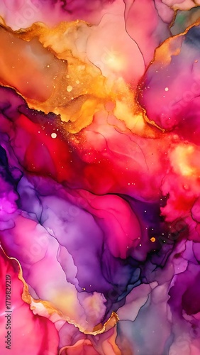 Iridescent Metallic Watercolor Abstract Background