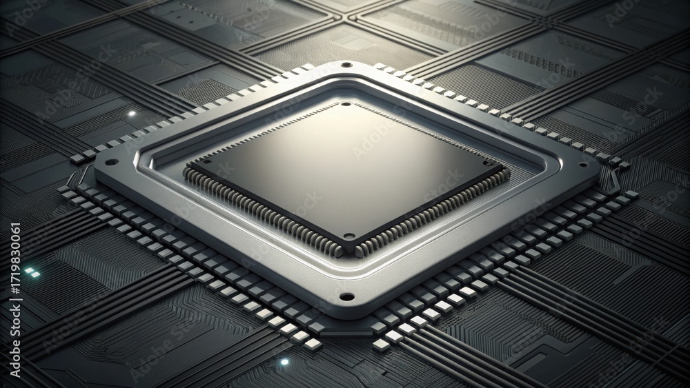 Obraz premium High-Tech Processor on Circuit Board with Missing Components