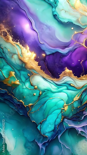Iridescent Metallic Watercolor Abstract Background