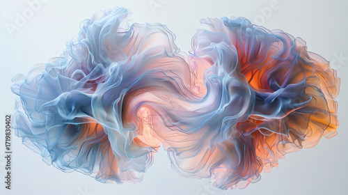 A surreal fluid piece of abstract art with beautiful blue and orange swirls in motion