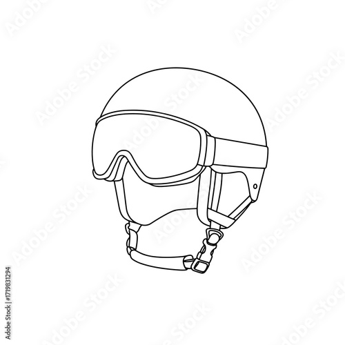 Ski helmet illustration with goggles in minimalist design  