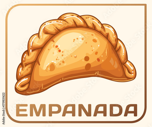 Vector illustration of an empanada, the iconic Mexican fried pie. Cartoon icon of savory cheburek or delectable fruit pastries, this icon sparks a craving for delicious handheld food.