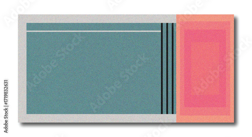 Abstract Minimal Geometric Color Block Background with Teal and Coral Tones and Grain Texture