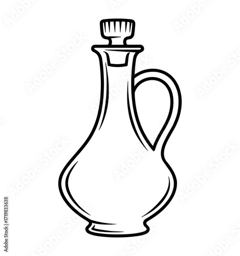 Handled oil bottle line drawing