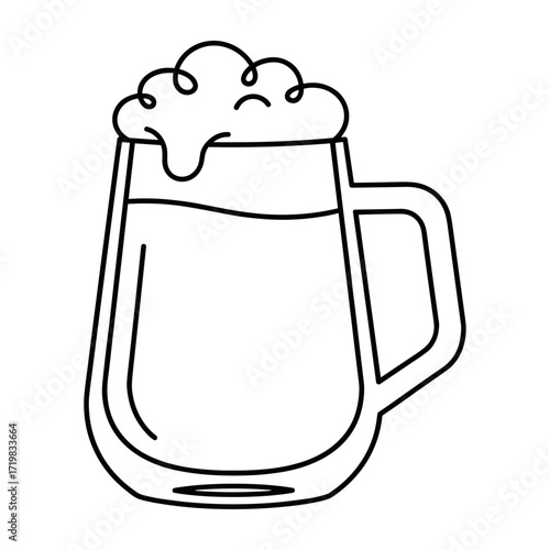 Beer mug illustration line art in black and white