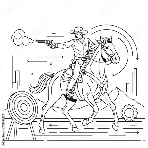 Cowboy on horseback shooting
